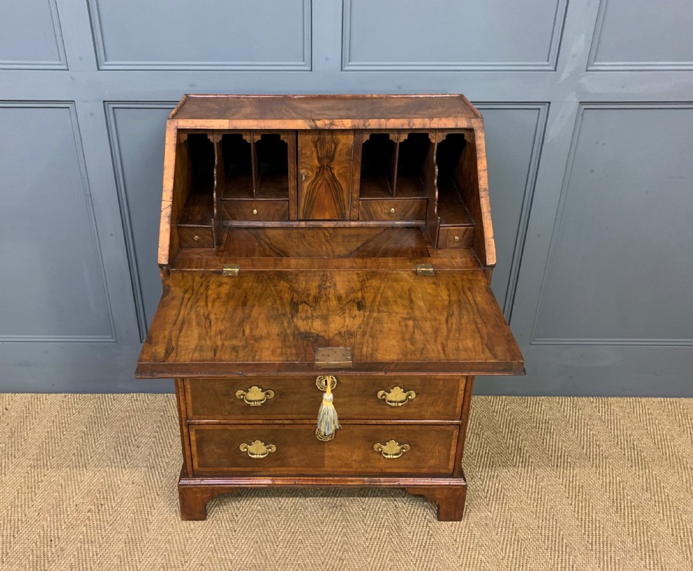 George I Style Burr Walnut Bureau View IV