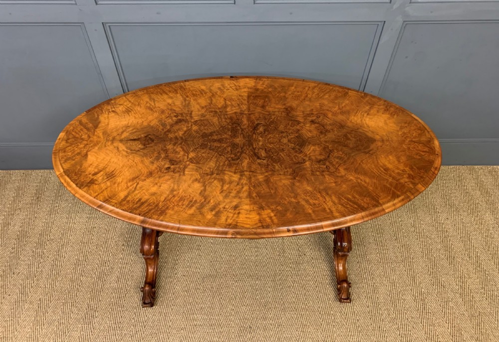 Victorian Burr Walnut Stretcher Table View III