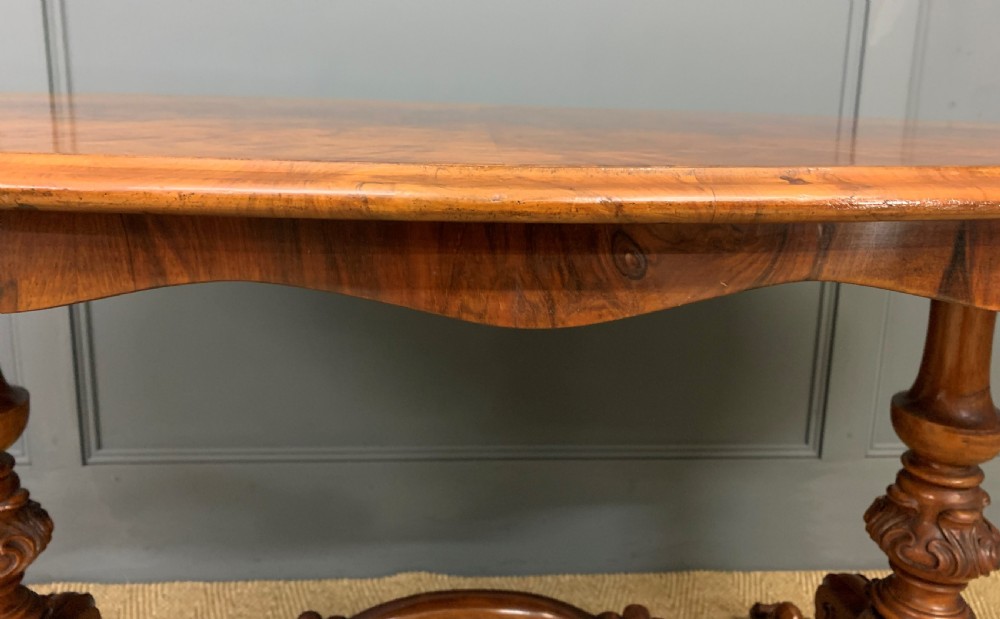 Victorian Burr Walnut Stretcher Table View VIII