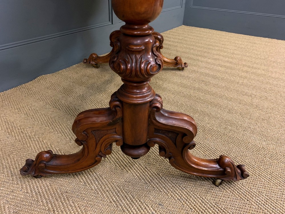 Victorian Burr Walnut Stretcher Table View X