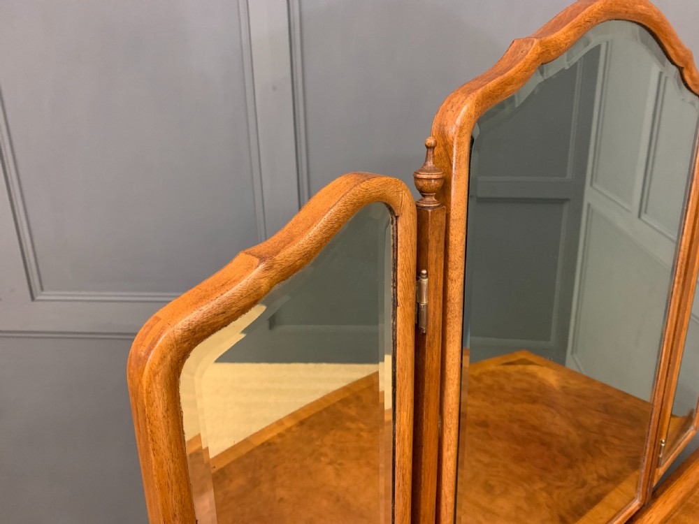 Burr Walnut Dressing Table and Stool by Maple and Co. View IV