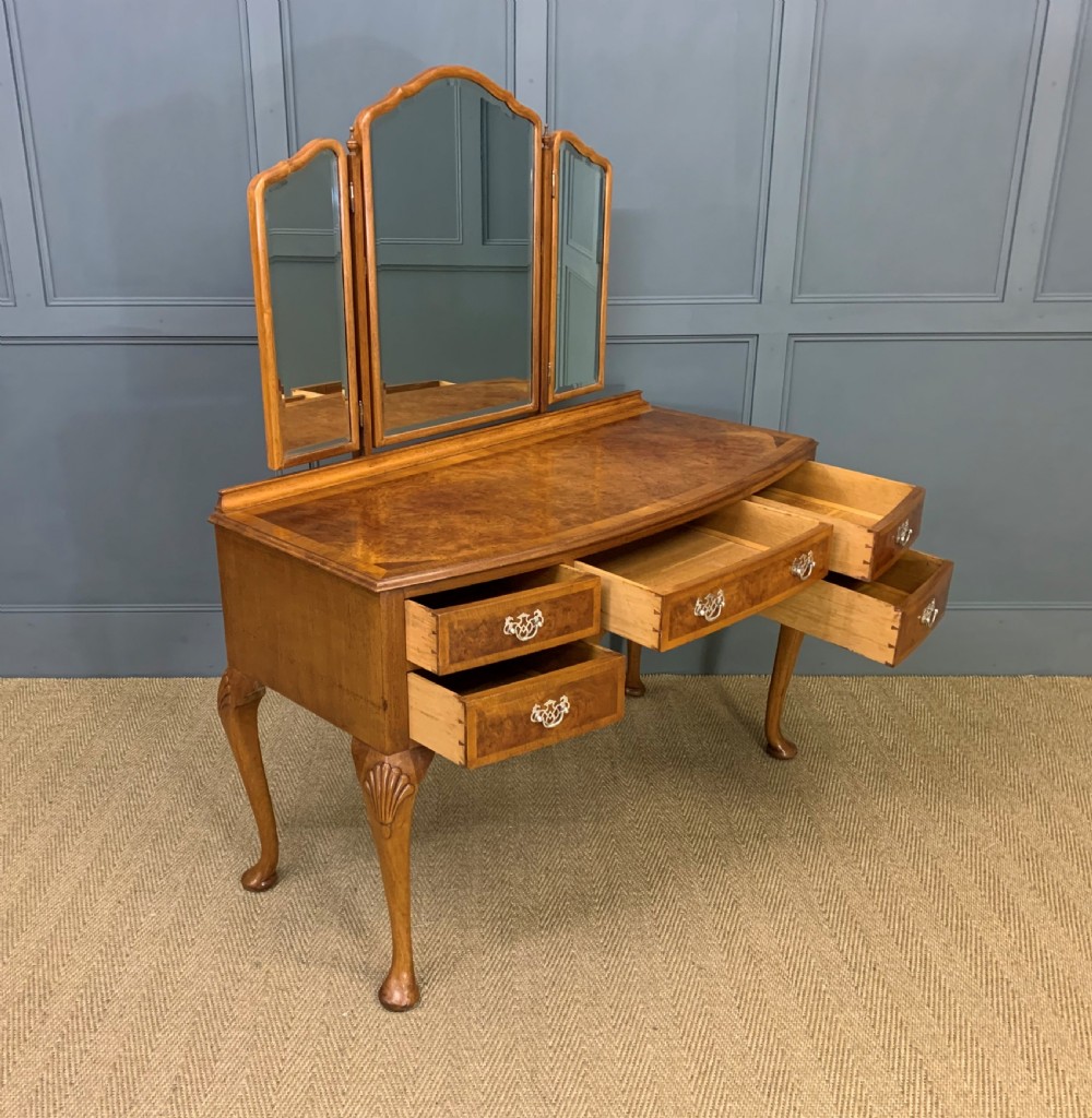 Burr Walnut Dressing Table and Stool by Maple and Co. View V