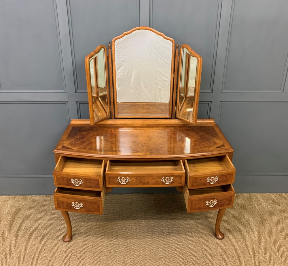 Burr Walnut Dressing Table and Stool by Maple and Co. View VII