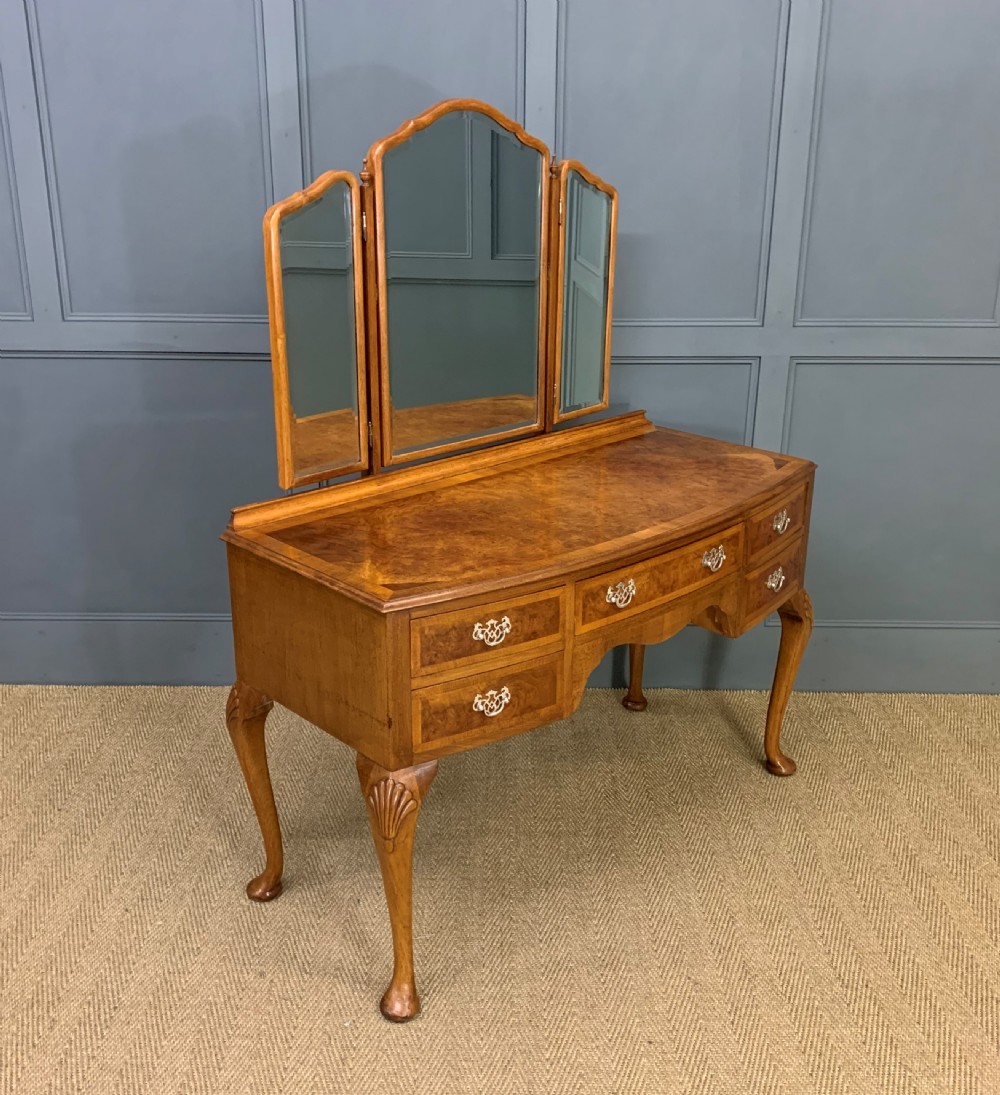Burr Walnut Dressing Table and Stool by Maple and Co. View XI