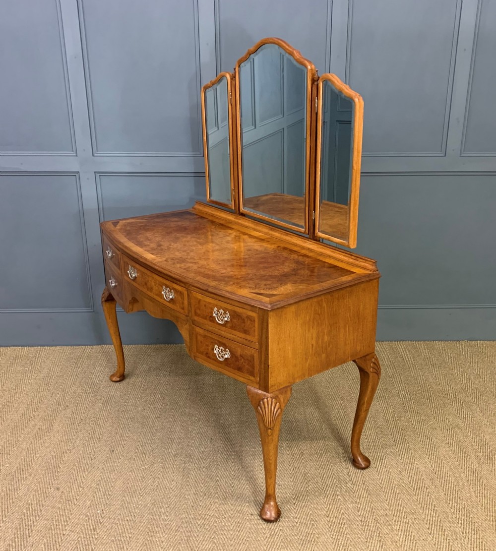Burr Walnut Dressing Table and Stool by Maple and Co. View XIV