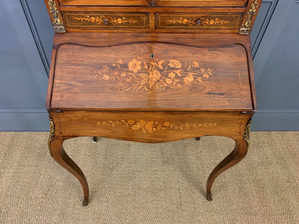 Floral Marquetry Inlaid Bonheur Du Jour View IV