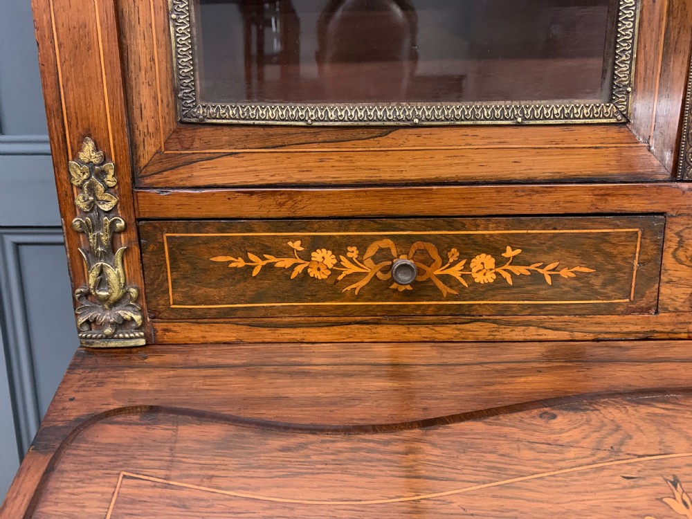 Floral Marquetry Inlaid Bonheur Du Jour View IX