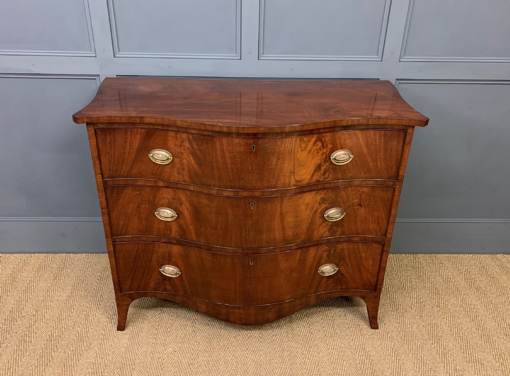 Georgian Flame Mahogany Serpentine Chest of Drawers