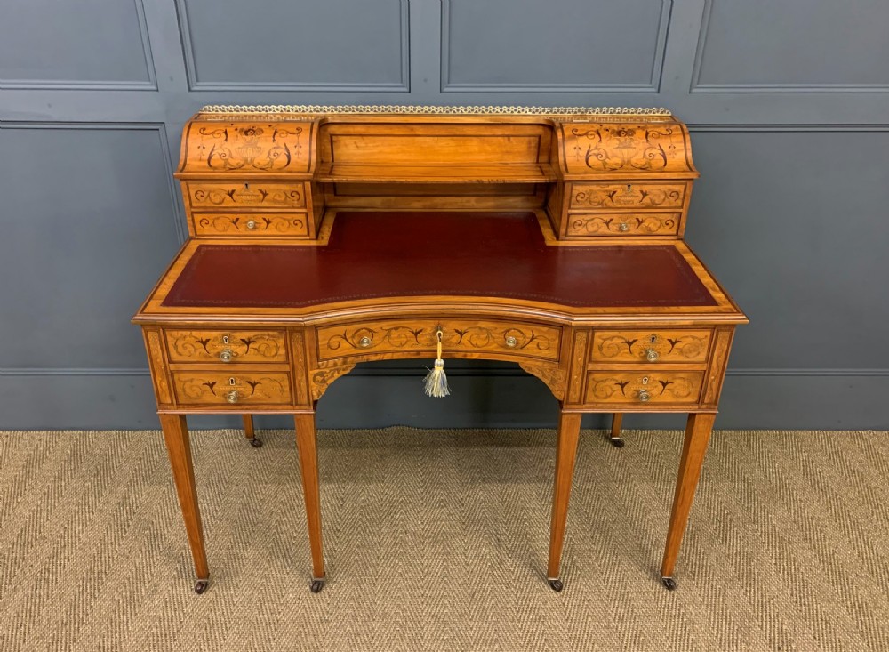 Inlaid Satinwood Carlton House Desk by Jas Shoolbred View II