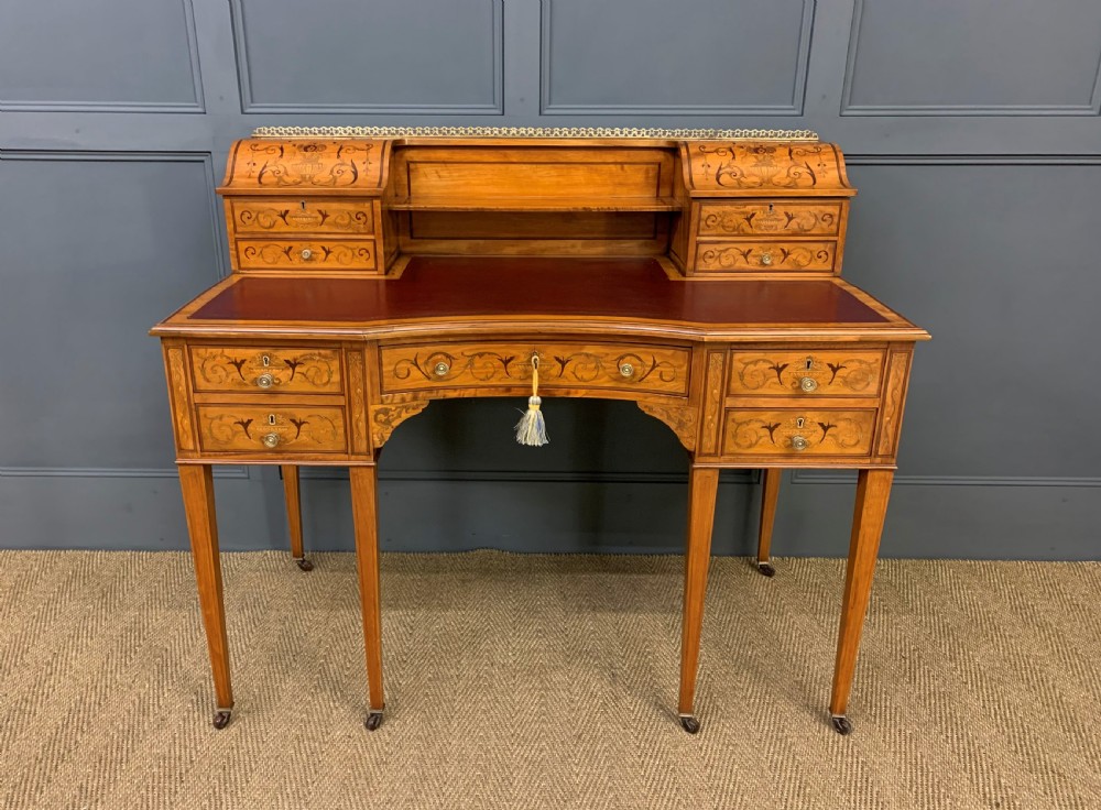 Inlaid Satinwood Carlton House Desk by Jas Shoolbred View VI