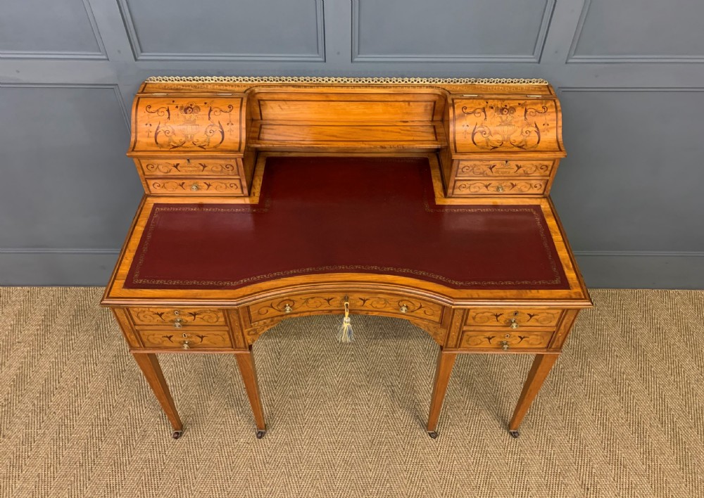 Inlaid Satinwood Carlton House Desk by Jas Shoolbred View VII