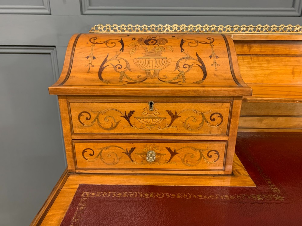 Inlaid Satinwood Carlton House Desk by Jas Shoolbred View XI