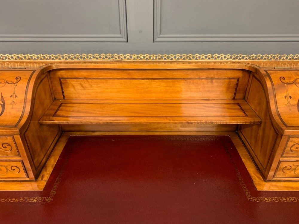Inlaid Satinwood Carlton House Desk by Jas Shoolbred View XII