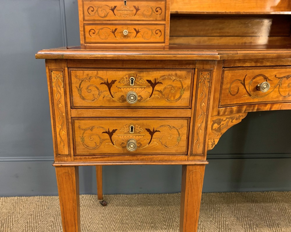 Inlaid Satinwood Carlton House Desk by Jas Shoolbred View XIII
