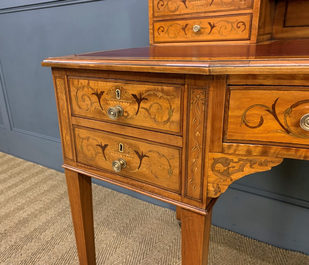 Inlaid Satinwood Carlton House Desk by Jas Shoolbred View XIV