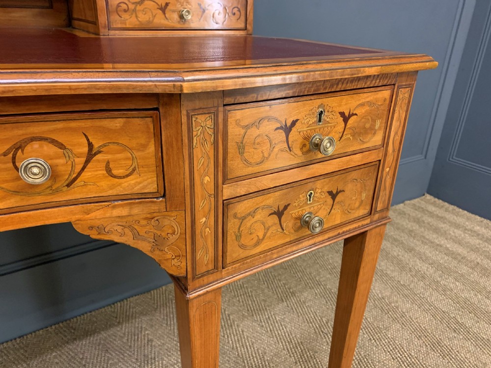 Inlaid Satinwood Carlton House Desk by Jas Shoolbred View XVII