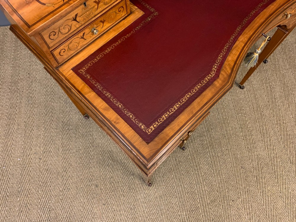 Inlaid Satinwood Carlton House Desk by Jas Shoolbred View XIX