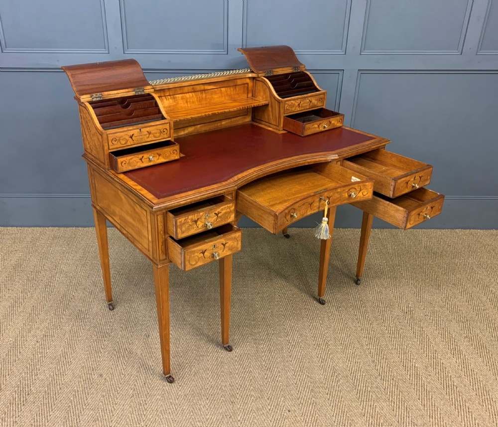 Inlaid Satinwood Carlton House Desk by Jas Shoolbred View XXI