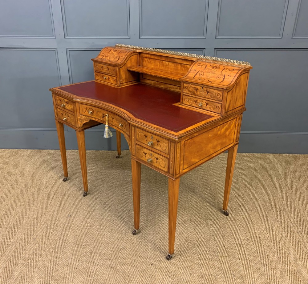 Inlaid Satinwood Carlton House Desk by Jas Shoolbred View XXII