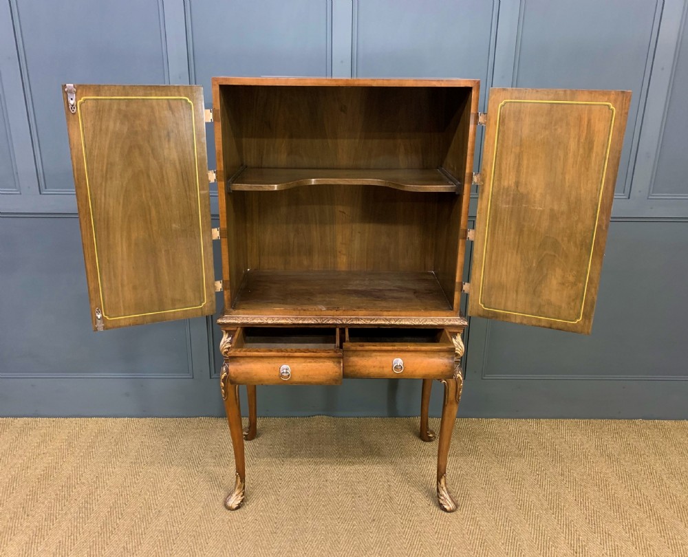 Floral Painted Burr Walnut Cabinet on Stand View IV