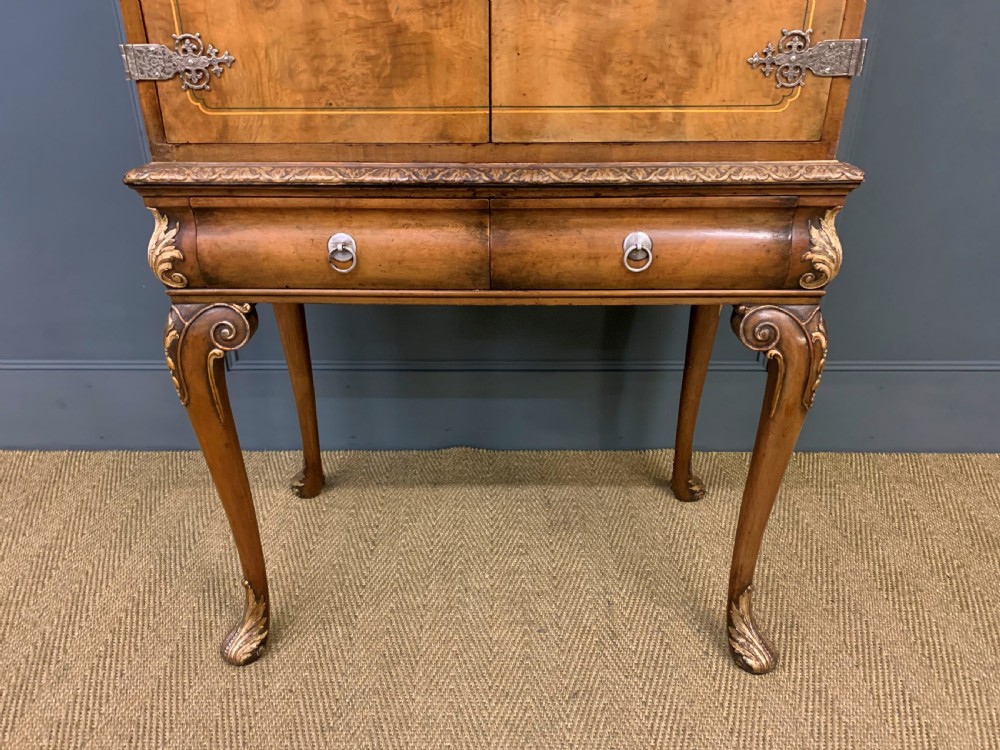 Floral Painted Burr Walnut Cabinet on Stand View VI