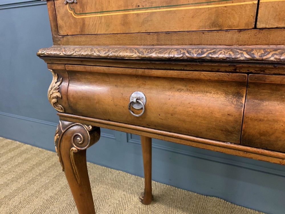 Floral Painted Burr Walnut Cabinet on Stand View X