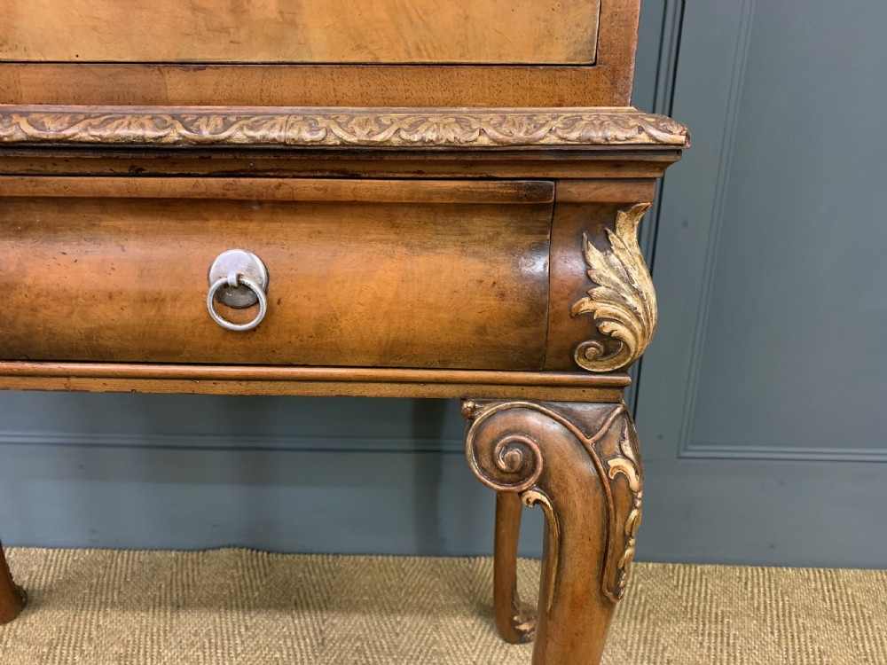 Floral Painted Burr Walnut Cabinet on Stand View XI