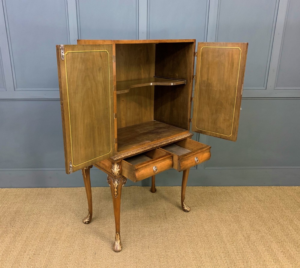 Floral Painted Burr Walnut Cabinet on Stand View XIII