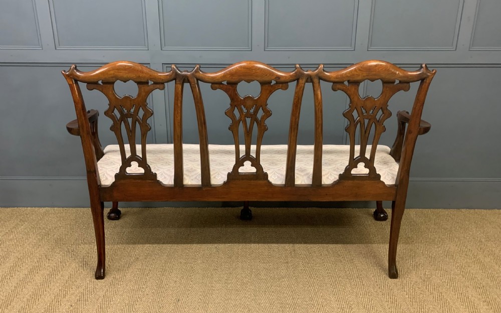 Mahogany Chippendale Style Triple Chair Back Settee View V