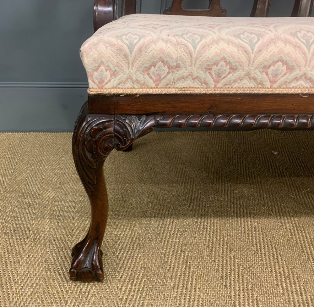 Mahogany Chippendale Style Triple Chair Back Settee View VIII