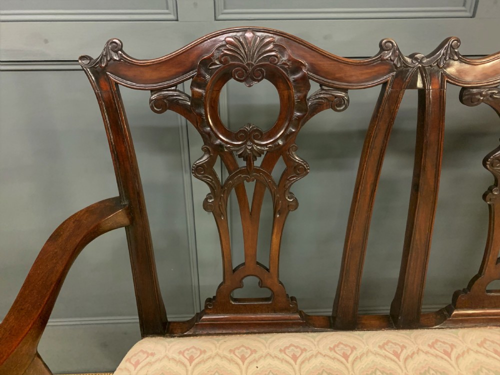 Mahogany Chippendale Style Triple Chair Back Settee View X