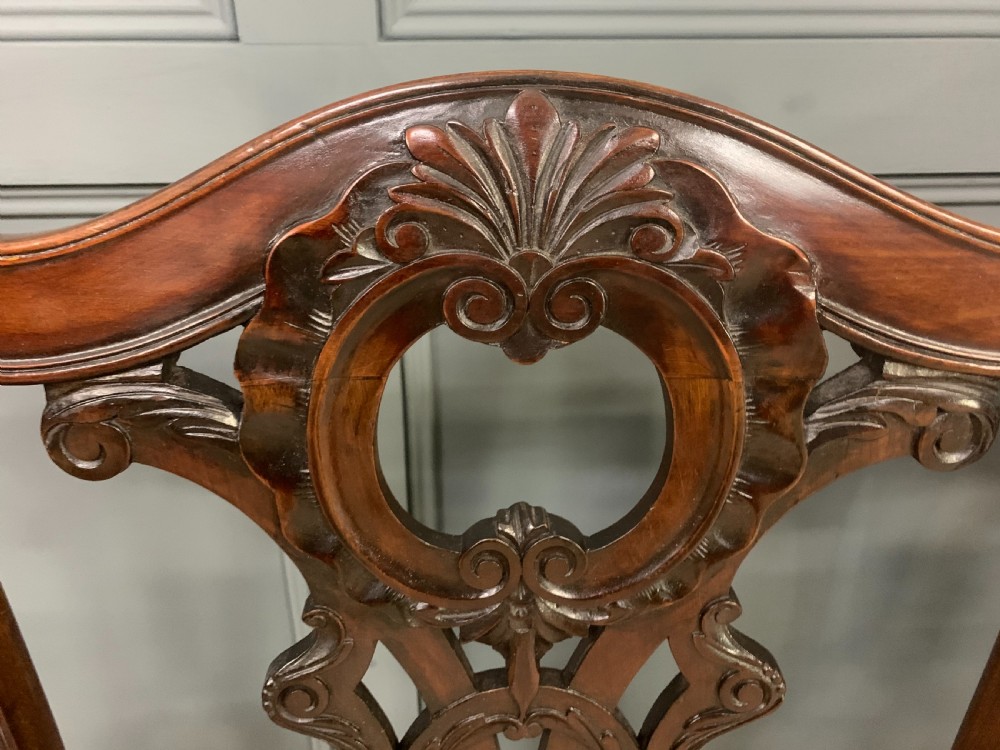 Mahogany Chippendale Style Triple Chair Back Settee View XII