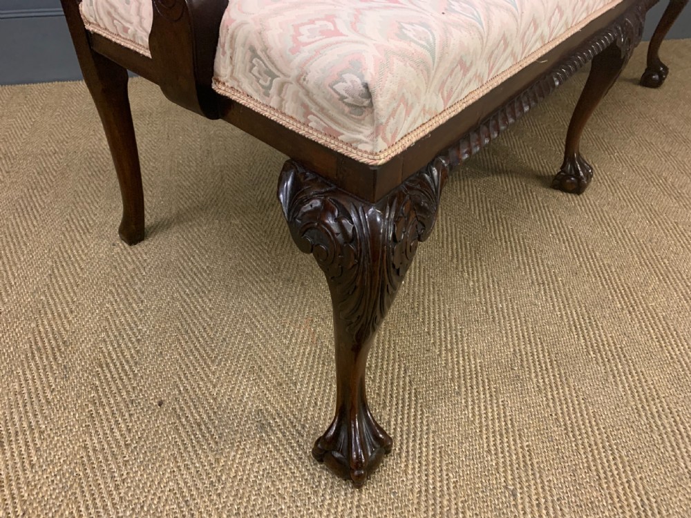 Mahogany Chippendale Style Triple Chair Back Settee View XV