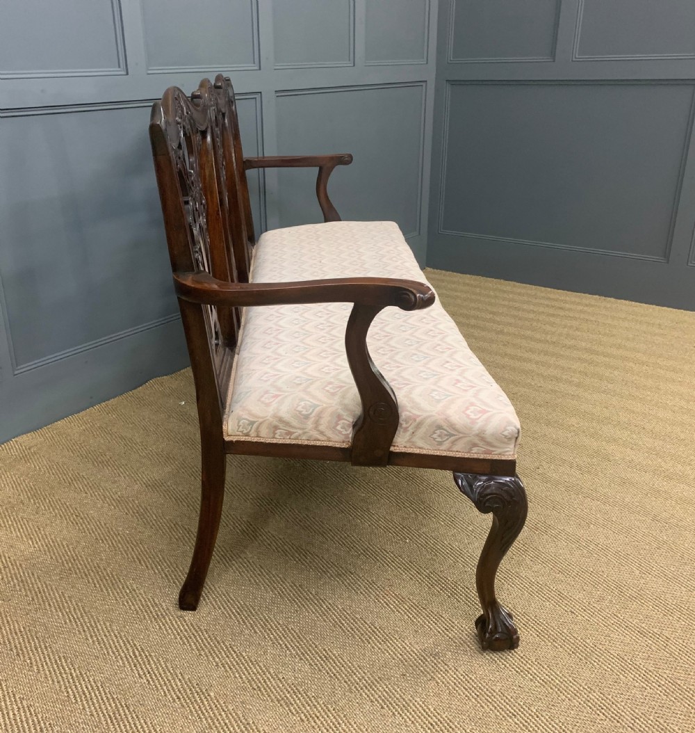 Mahogany Chippendale Style Triple Chair Back Settee View XVI