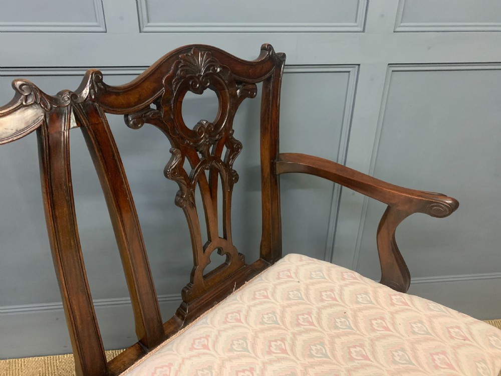 Mahogany Chippendale Style Triple Chair Back Settee View XVII