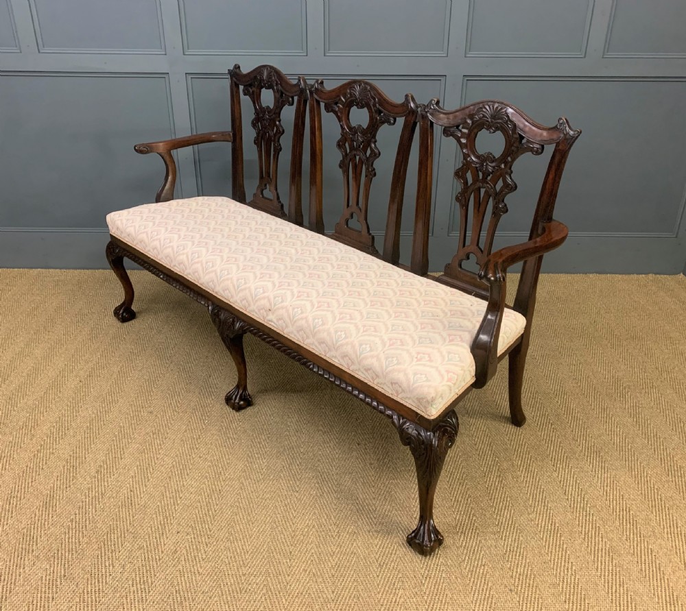 Mahogany Chippendale Style Triple Chair Back Settee View XVIII