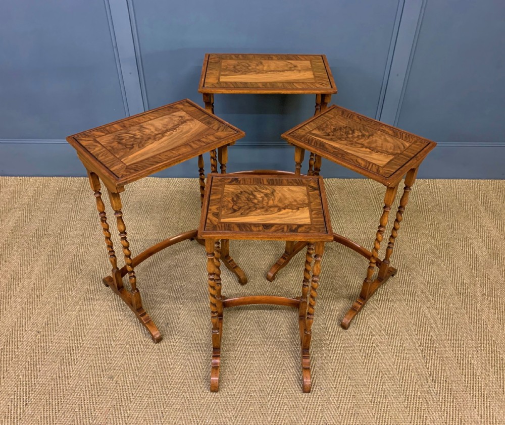 Nest of 4 Burr Walnut Tables View V