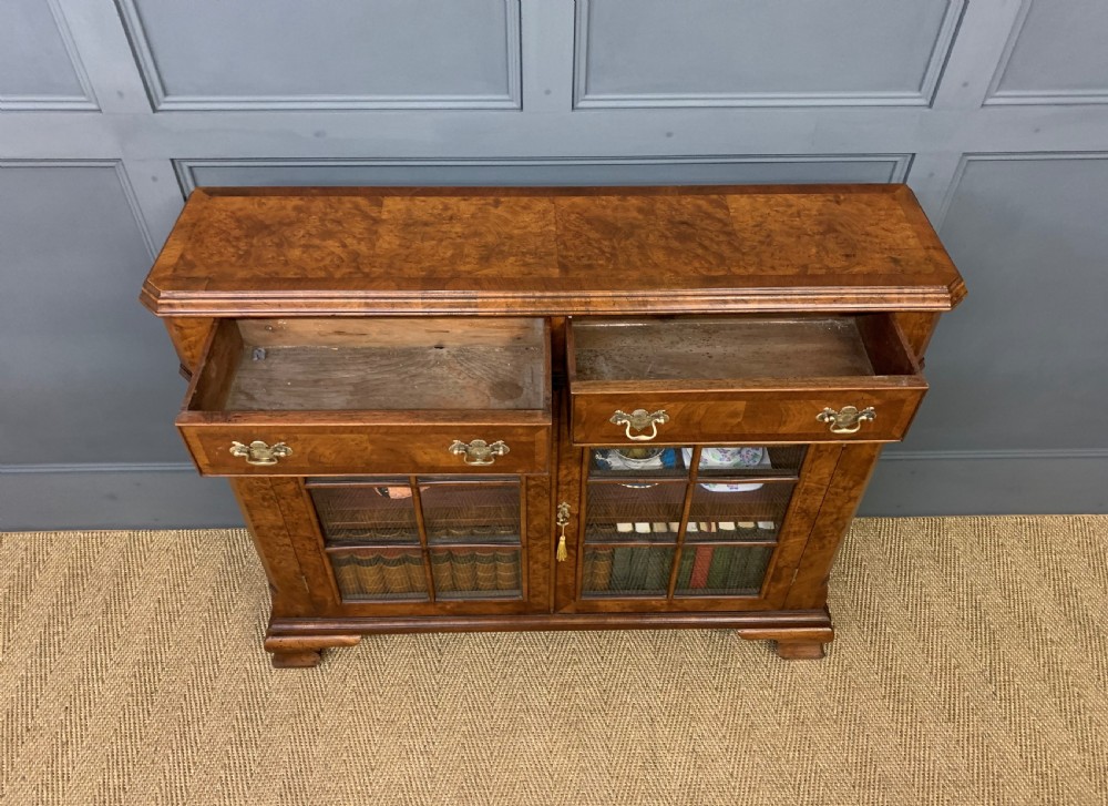 Burr Walnut Bookcase or Side Cabinet View III