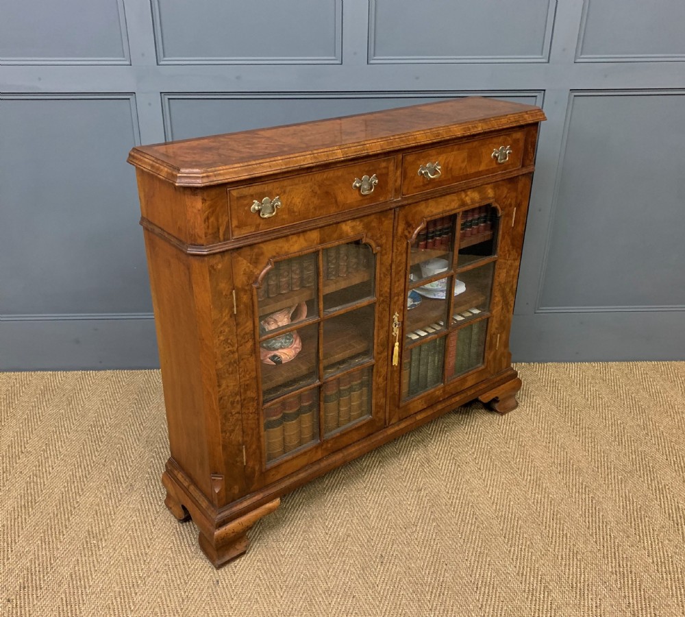 Burr Walnut Bookcase or Side Cabinet View IV