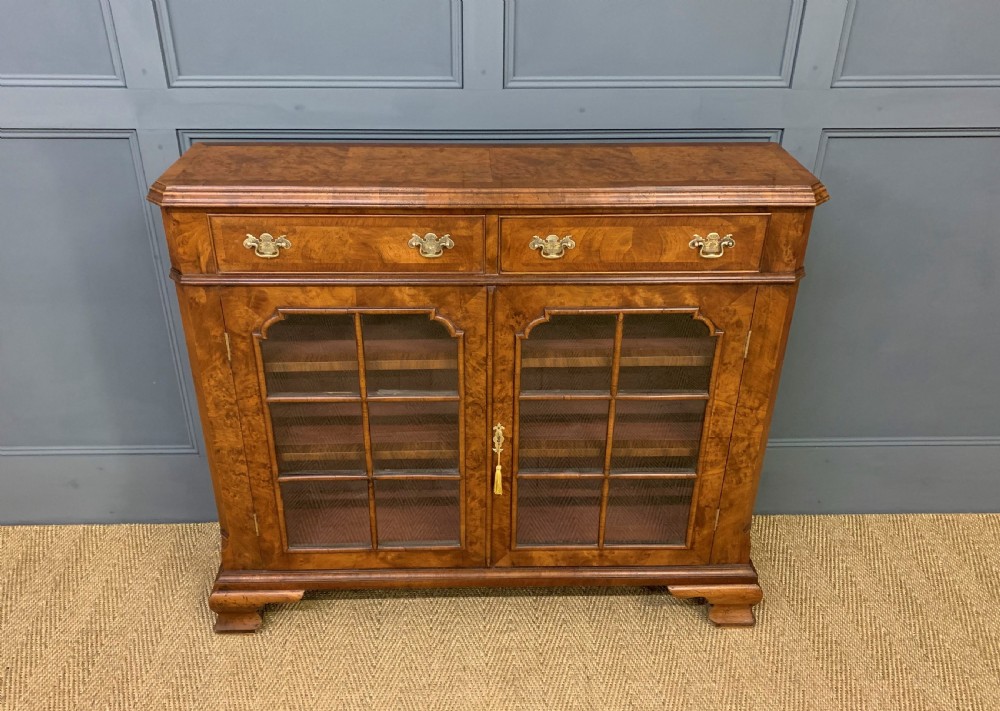 Burr Walnut Bookcase or Side Cabinet View VI