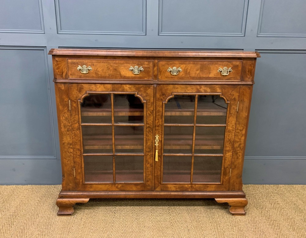 Burr Walnut Bookcase or Side Cabinet View VII