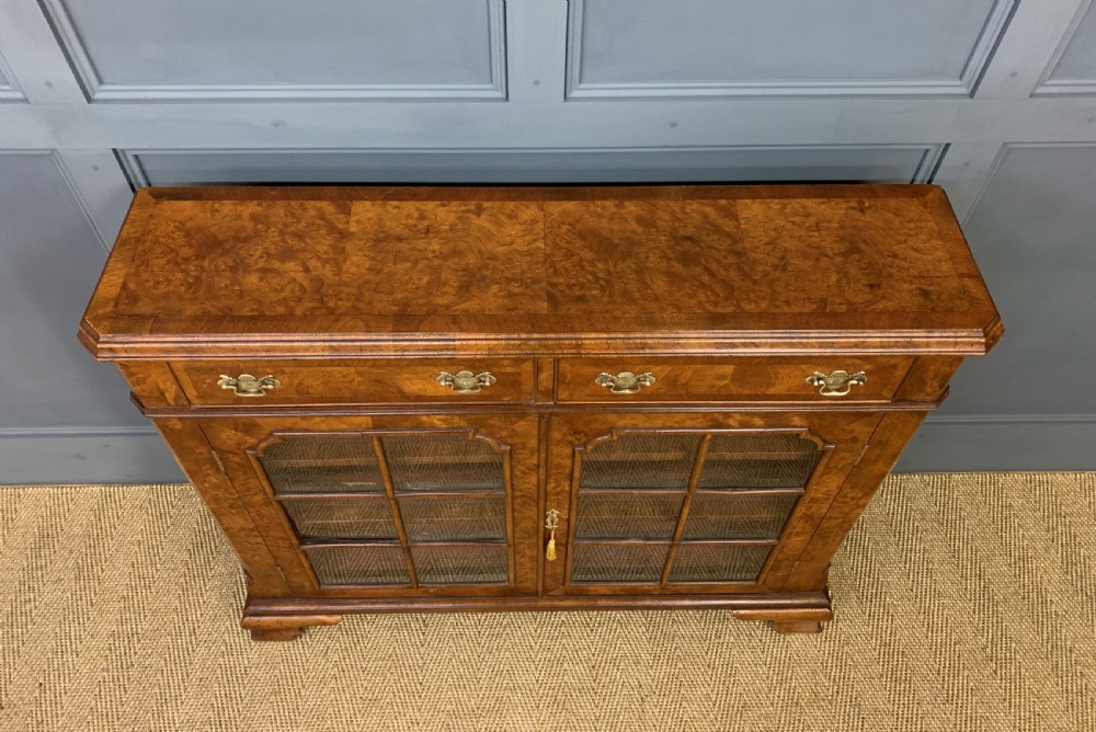 Burr Walnut Bookcase or Side Cabinet View VIII