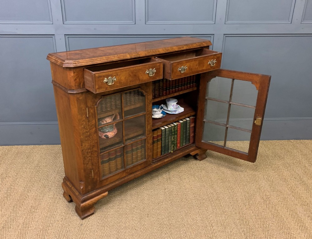 Burr Walnut Bookcase or Side Cabinet View XVII