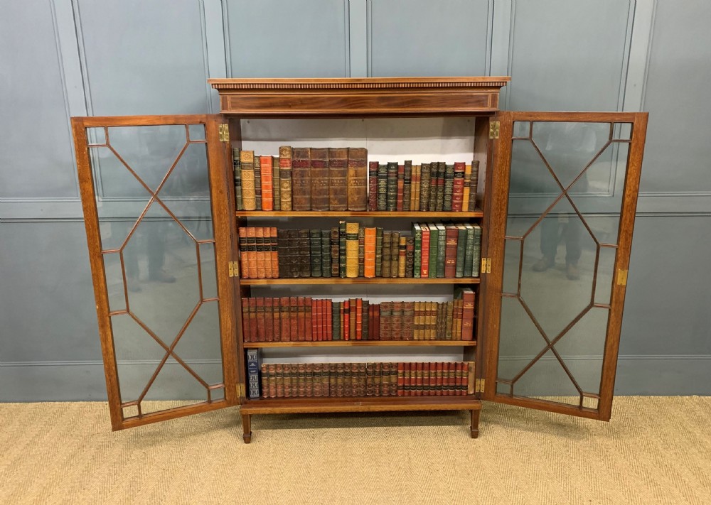 Edwardian Inlaid Mahogany Bookcase View III