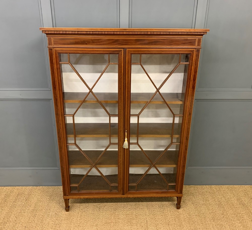 Edwardian Inlaid Mahogany Bookcase View VI