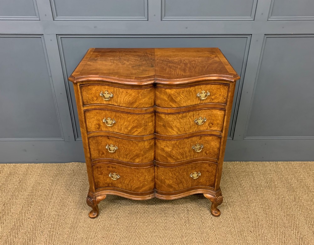 Waring and Gillow Burr Walnut Serpentine Chest of Drawers
