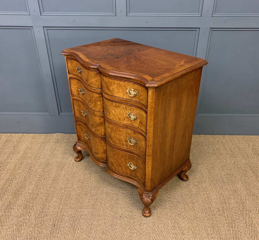Waring and Gillow Burr Walnut Serpentine Chest of Drawers View V