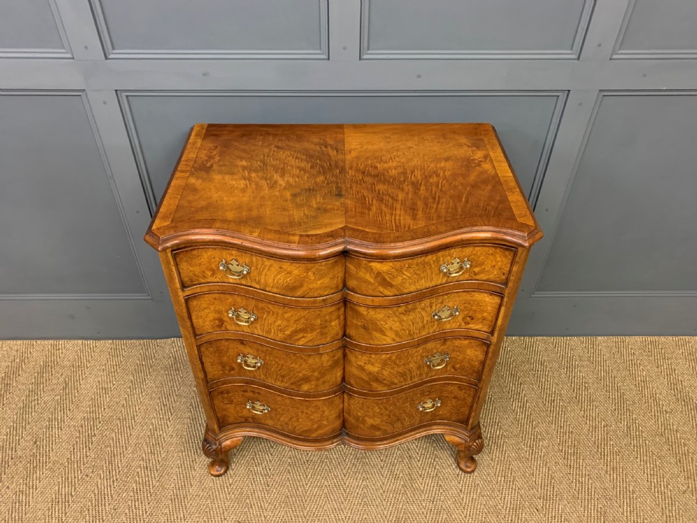 Waring and Gillow Burr Walnut Serpentine Chest of Drawers View VI