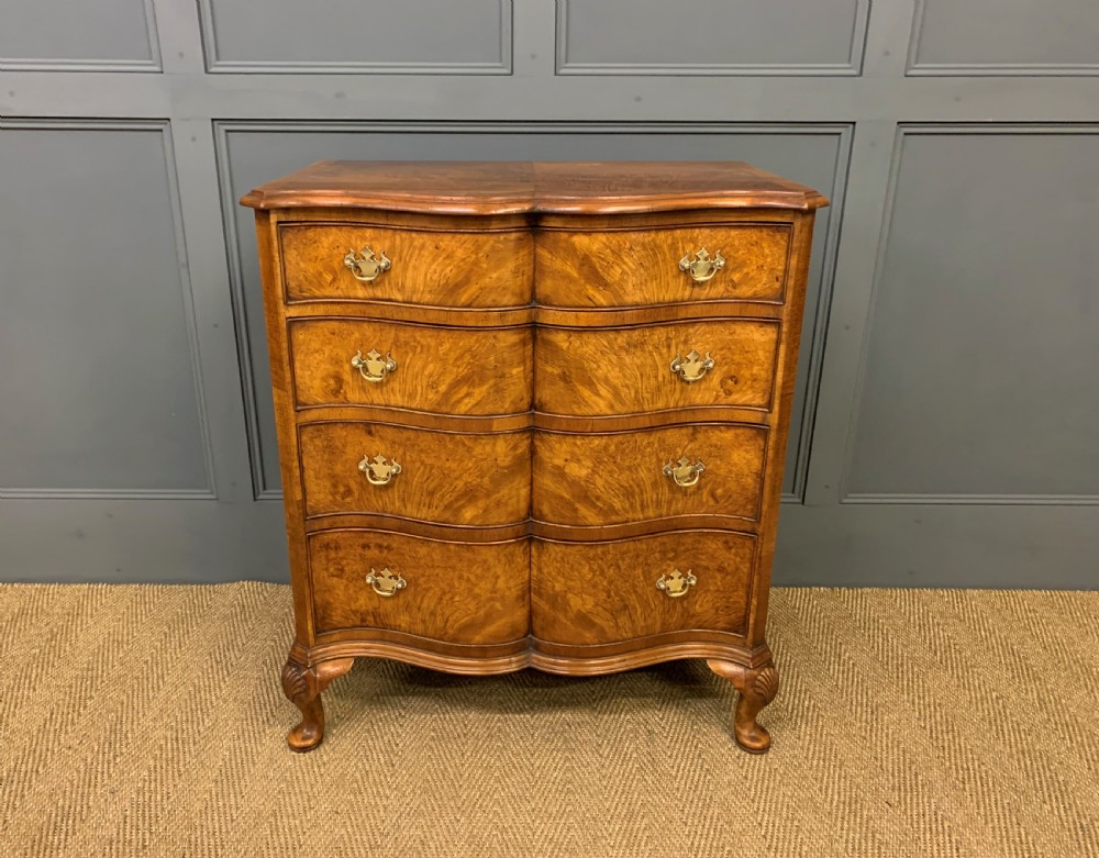 Waring and Gillow Burr Walnut Serpentine Chest of Drawers View VIII