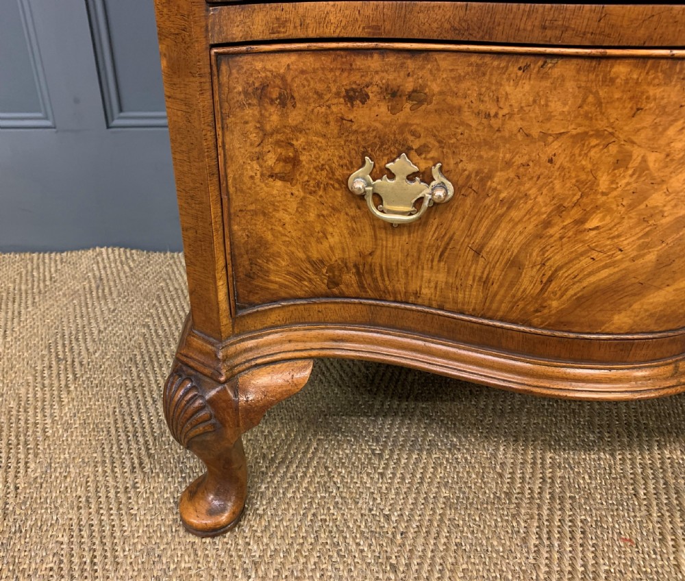 Waring and Gillow Burr Walnut Serpentine Chest of Drawers View XI